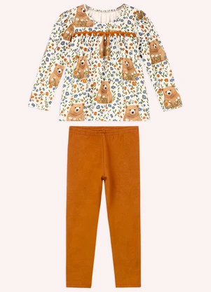 Nanai - Conjunto Infantil Menina Ursinhos Branco - NANAI