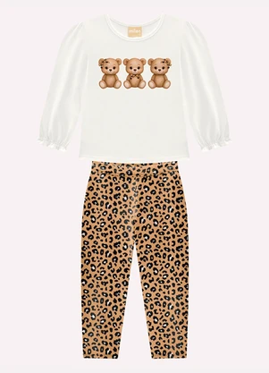 Milon - Conjunto Infantil Menina Ursinhos Branco - MILON