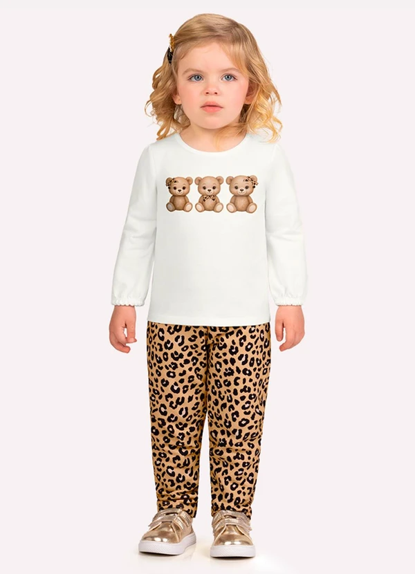 Milon - Conjunto Infantil Menina Ursinhos Branco