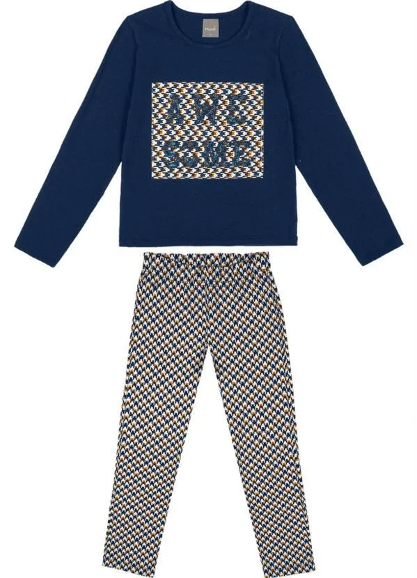 Brandili Mundi - Conjunto Infantil Menina Xadrez Azul 2