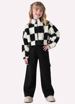 Nanai - Conjunto Infantil Menina Xadrez Branco - NANAI