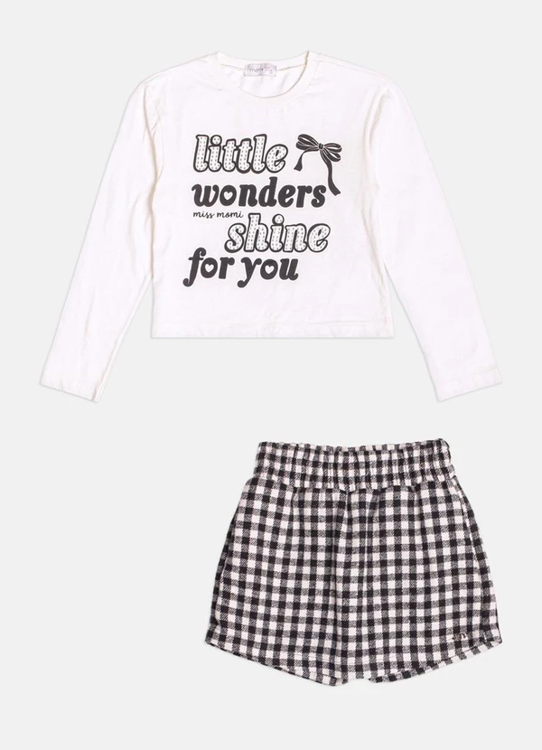 Momi - Conjunto Infantil Menina Xadrez com Lettering