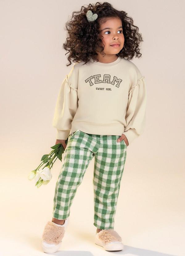 Colorittá - Conjunto Infantil Menina Xadrez Team Bege