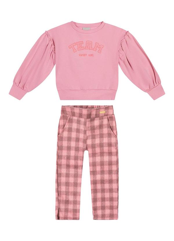 Colorittá - Conjunto Infantil Menina Xadrez Team Rosa