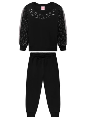 Duduka - Conjunto Infantil Moletom com Tule Preto - DUDUKA