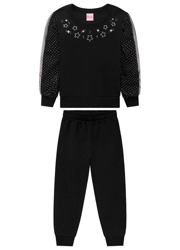 Duduka - Conjunto Infantil Moletom com Tule Preto 1
