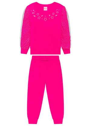 Duduka - Conjunto Infantil Moletom com Tule Rosa  - DUDUKA