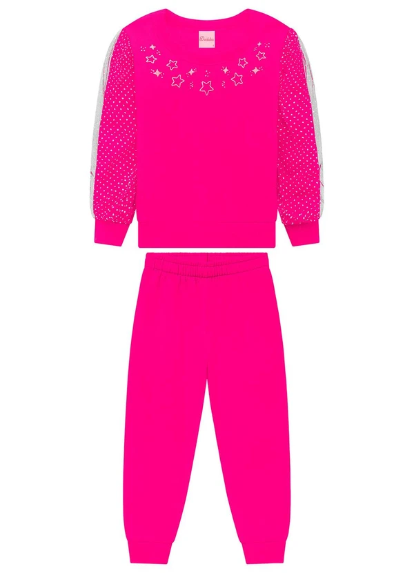 Duduka - Conjunto Infantil Moletom com Tule Rosa