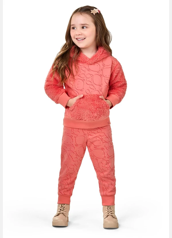 Elian - Conjunto Infantil Moletom Peluciado Laranja