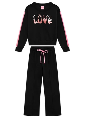 Duduka - Conjunto Infantil Moletom Preto - DUDUKA