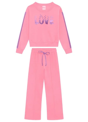 Duduka - Conjunto Infantil Moletom Rosa  - DUDUKA