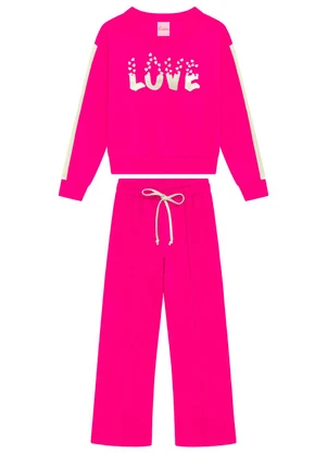 Duduka - Conjunto Infantil Moletom Rosa  - DUDUKA