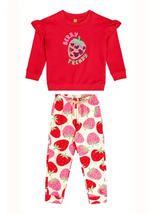 Up Baby - Conjunto Infantil Morangos Vermelho - UP BABY