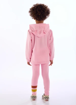 Três e Já - Conjunto Infantil Onça Blusão Calça Rosa - TRÊS E JÁ