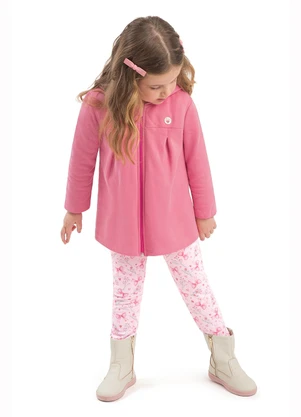 Duduka - Conjunto Infantil Parka Capuz Rosa - DUDUKA