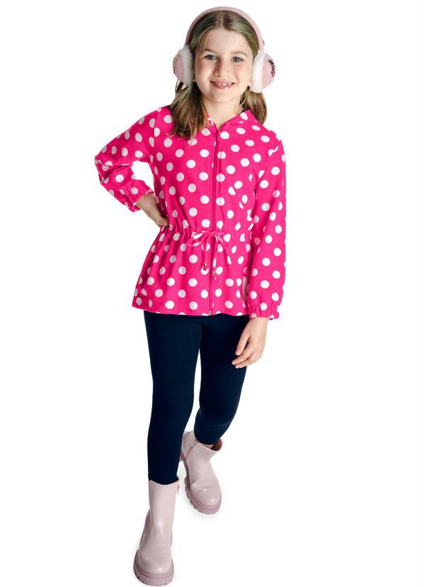 Rovi Kids - Conjunto Infantil Parka Poá Rosa