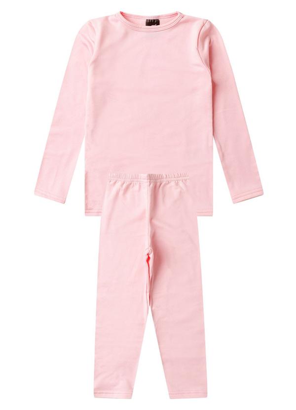 Rosa Azul - Conjunto Infantil Térmico Inverno Rosa Claro