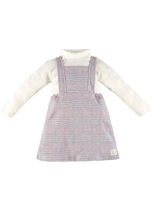 Up Baby - Conjunto Infantil Vestido Xadrez e Blusa Bege - UP BABY