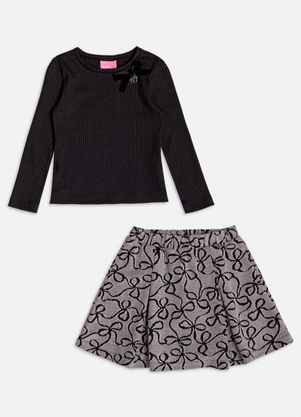 Momi - Conjunto Jacquard com Estampa de Laços Preto - MOMI