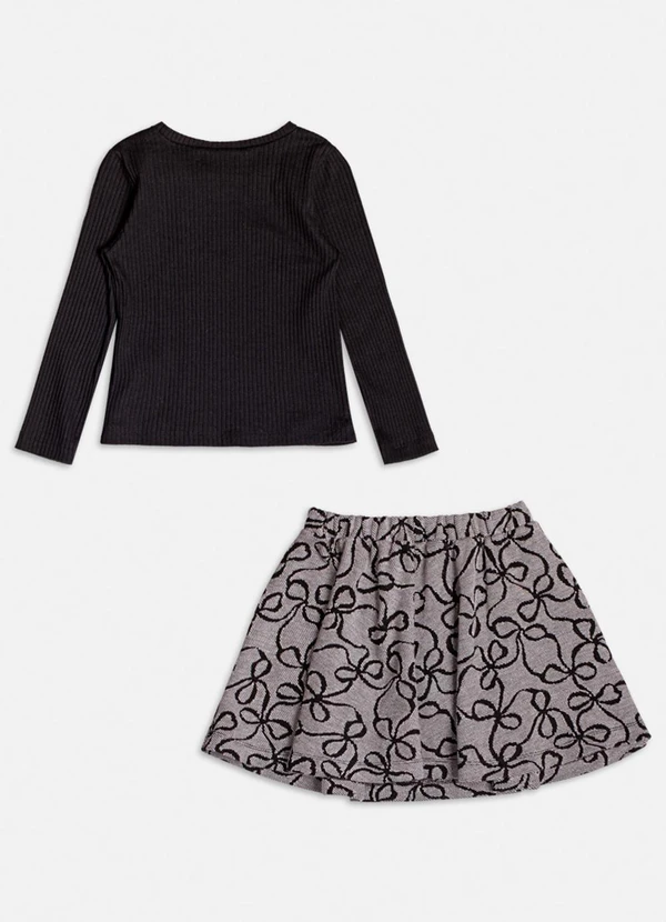 Momi - Conjunto Jacquard com Estampa de Laços Preto 2