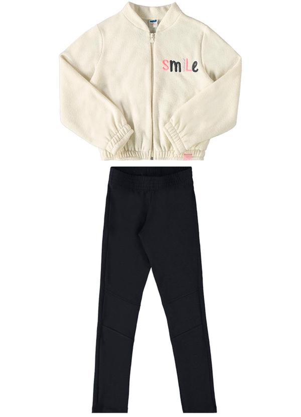 Marlan - Conjunto Jaqueta Boucle e Legging Bege