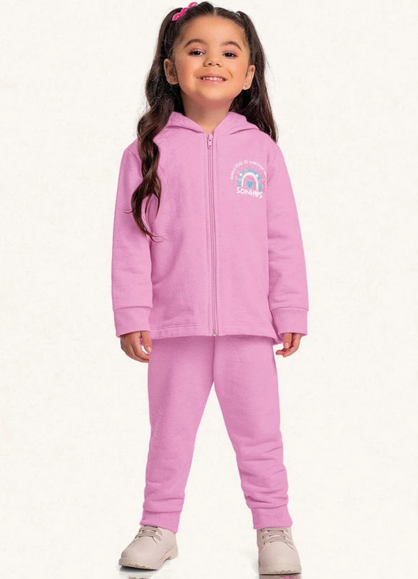 Fakini Kids - Conjunto Jaqueta C/Capuz e Calça Rosa