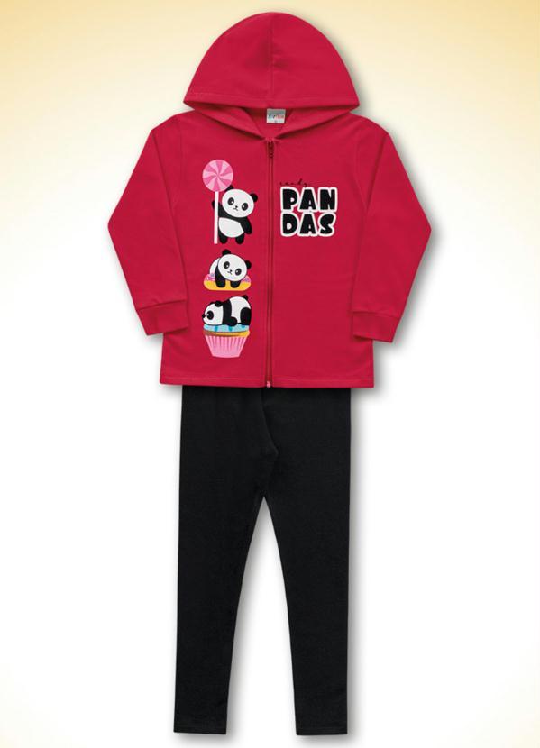 For Fun - Conjunto Jaqueta C/Capuz/Legging Vermelho 3