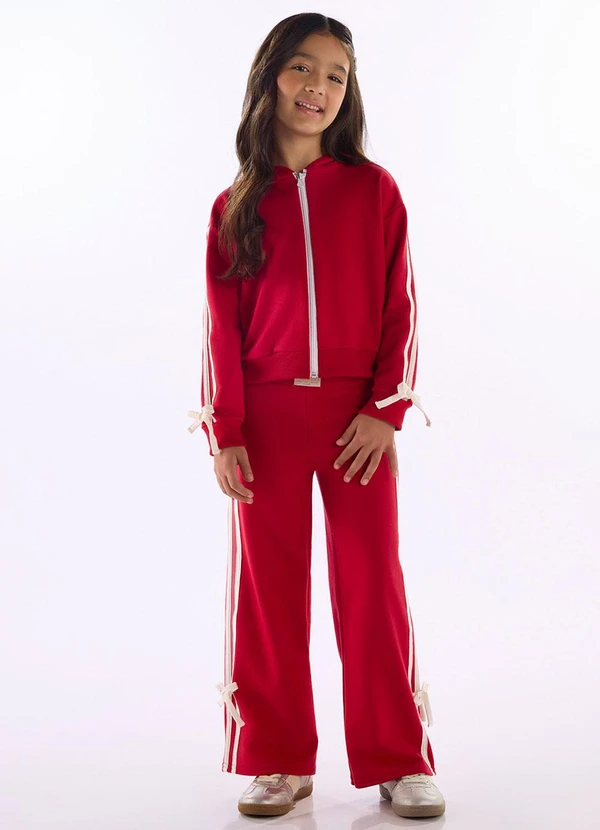 Quimby - Conjunto Jaqueta Calça Moletom Vermelho