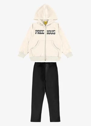 Rovi Kids - Conjunto Jaqueta Capuz e Legging Bege - ROVI KIDS