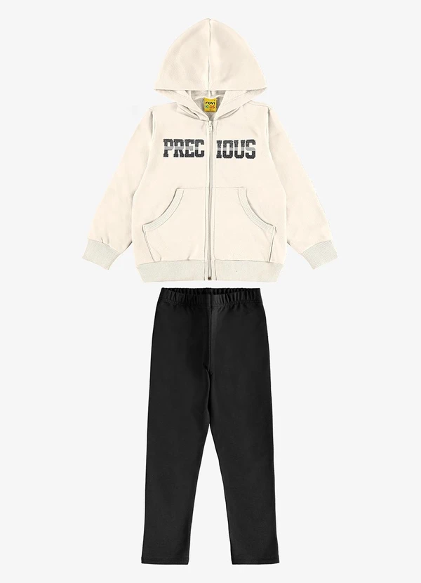 Rovi Kids - Conjunto Jaqueta Capuz e Legging Bege