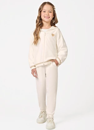 Trick Nick - Conjunto Jaqueta com Capuz Calça Plush Bege - TRICK NICK