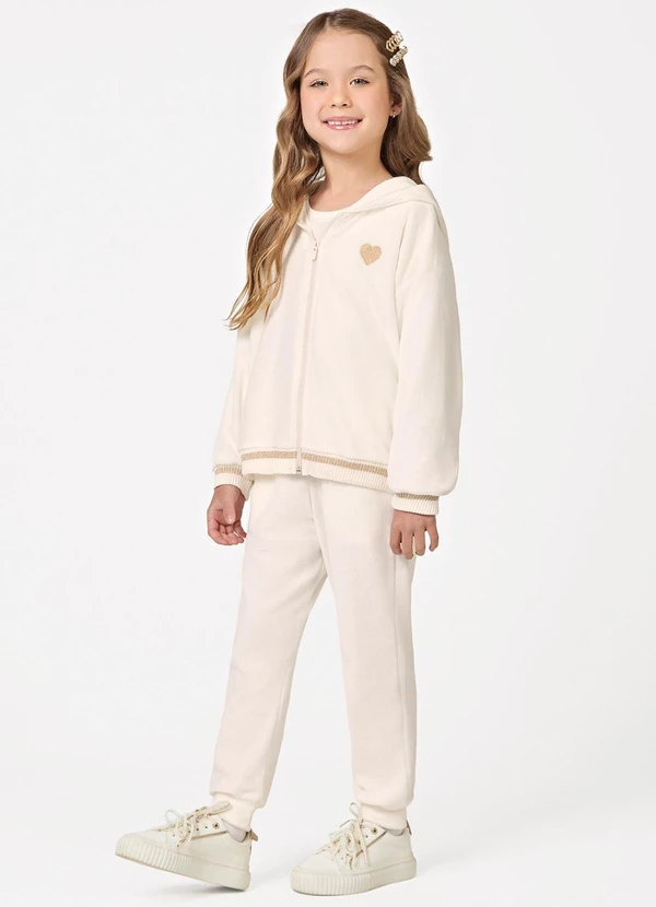 Trick Nick - Conjunto Jaqueta com Capuz Calça Plush Bege 3