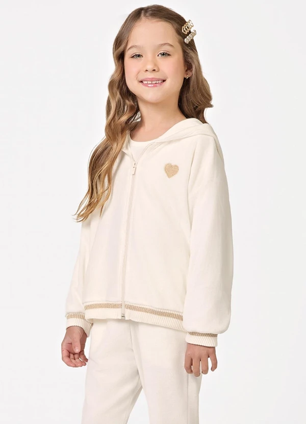 Trick Nick - Conjunto Jaqueta com Capuz Calça Plush Bege 4