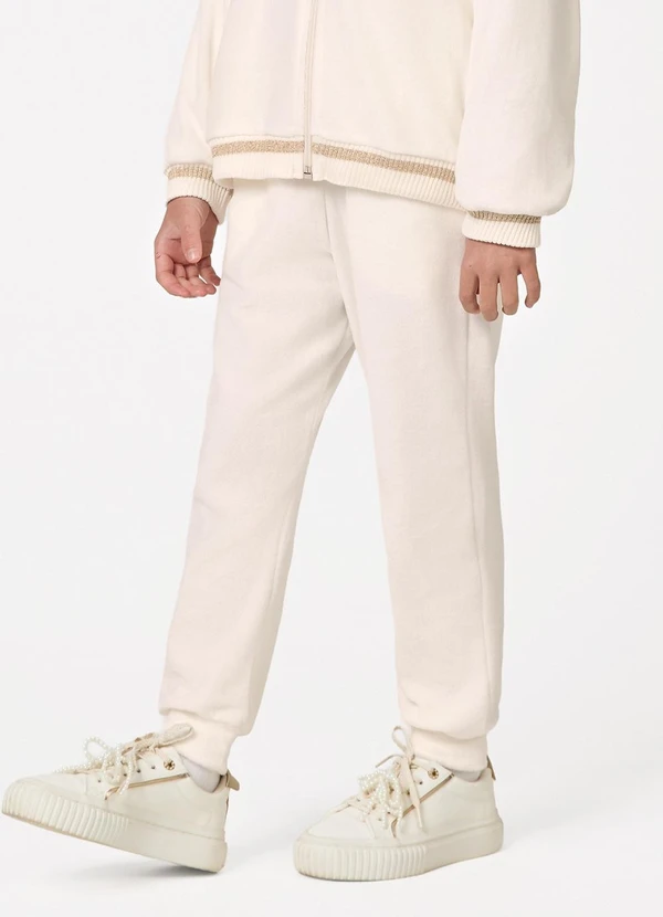 Trick Nick - Conjunto Jaqueta com Capuz Calça Plush Bege 5