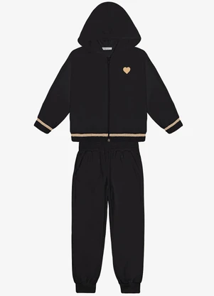 Trick Nick - Conjunto Jaqueta com Capuz Calça Plush Preto - TRICK NICK