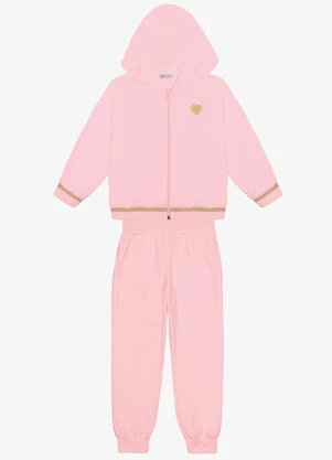 Trick Nick - Conjunto Jaqueta com Capuz Calça Plush Rosa - TRICK NICK