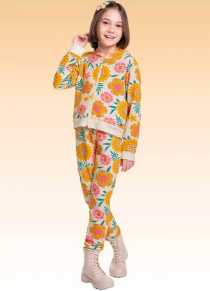 Fakini Kids - Conjunto Jaqueta com Capuz e Calça Bege - FAKINI KIDS