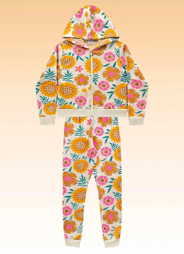 Fakini Kids - Conjunto Jaqueta com Capuz e Calça Bege 2