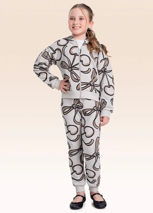 Fakini Kids - Conjunto Jaqueta com Capuz e Calça Bege - FAKINI KIDS