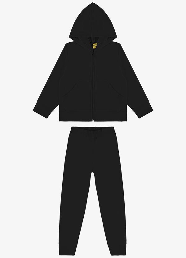 Rovi Kids - Conjunto Jaqueta com Capuz e Calça Preto