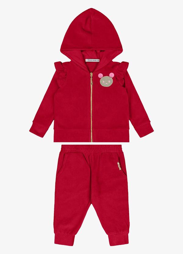 Trick Nick - Conjunto Jaqueta com Capuz e Calça Vermelho