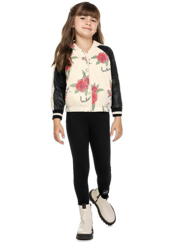 Trick Nick - Conjunto Jaqueta com Capuz e Legging Bege