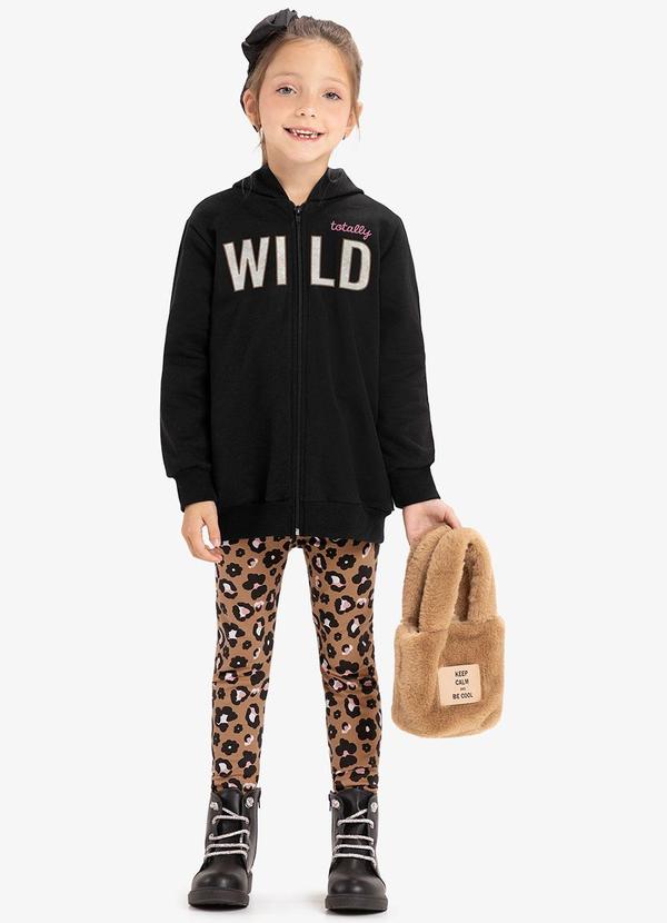 Rovi Kids - Conjunto Jaqueta com Capuz e Legging Preto