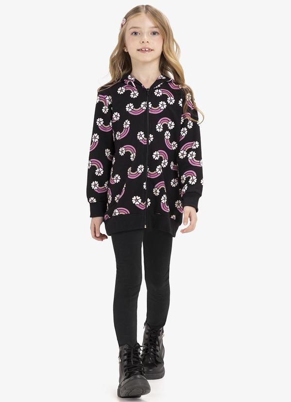 Rovi Kids - Conjunto Jaqueta com Capuz e Legging Preto