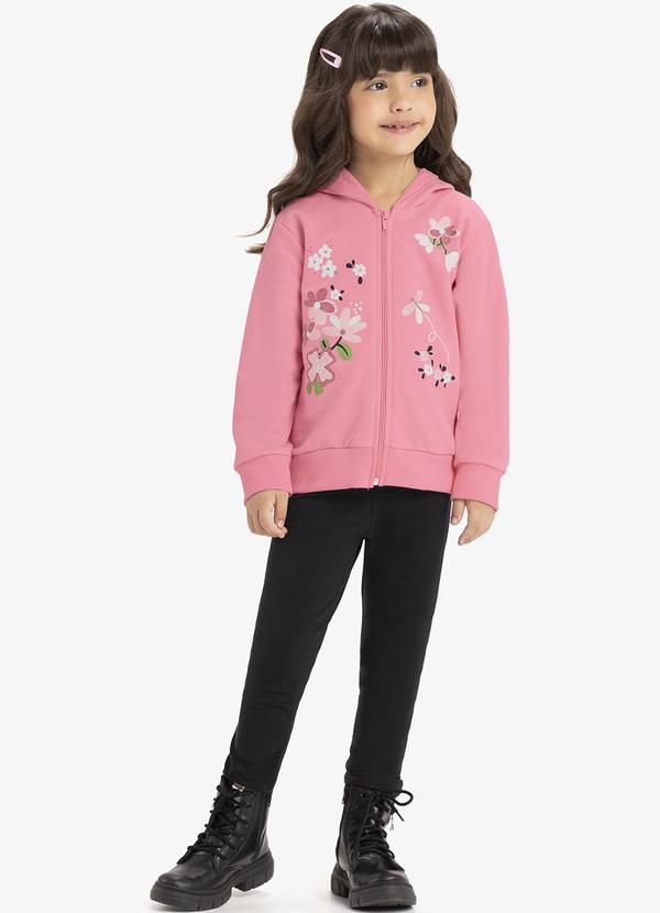 Rovi Kids - Conjunto Jaqueta com Capuz e Legging Rosa