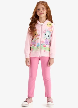 Rovi Kids - Conjunto Jaqueta com Capuz e Legging Rosa - ROVI KIDS