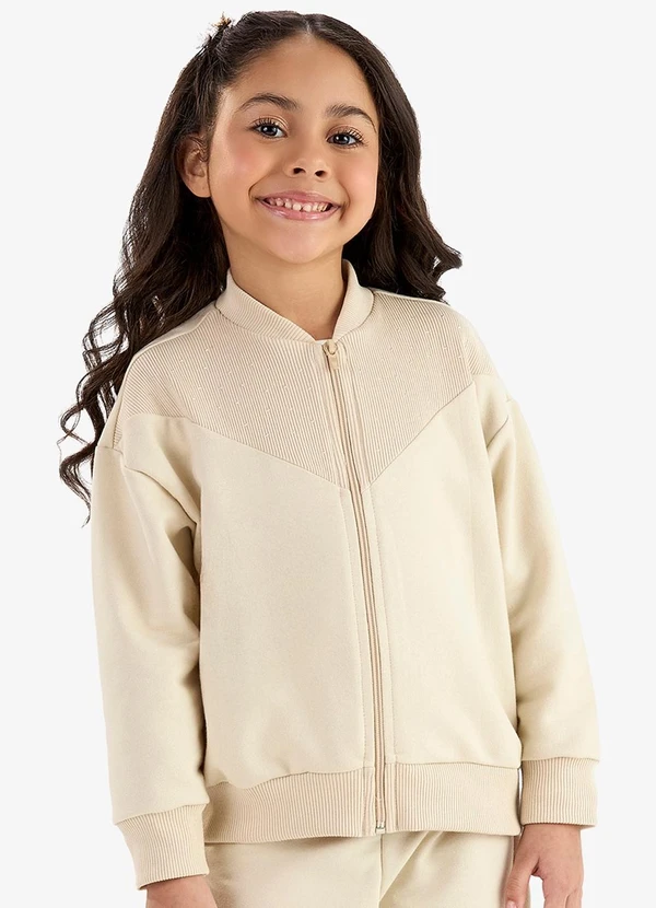 Rovi Kids - Conjunto Jaqueta com Wide Leg Moletom Bege 3