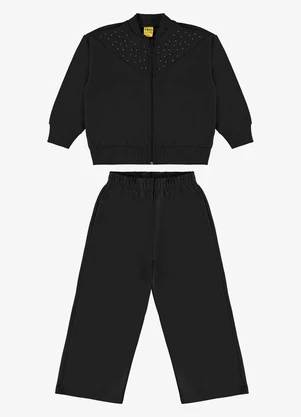 Rovi Kids - Conjunto Jaqueta com Wide Leg Moletom Preto - ROVI KIDS