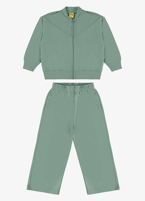 Rovi Kids - Conjunto Jaqueta com Wide Leg Moletom Verde 1