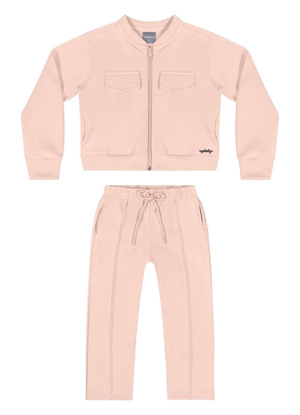 Quimby - Conjunto Jaqueta Cropped e Calça Rosa 2